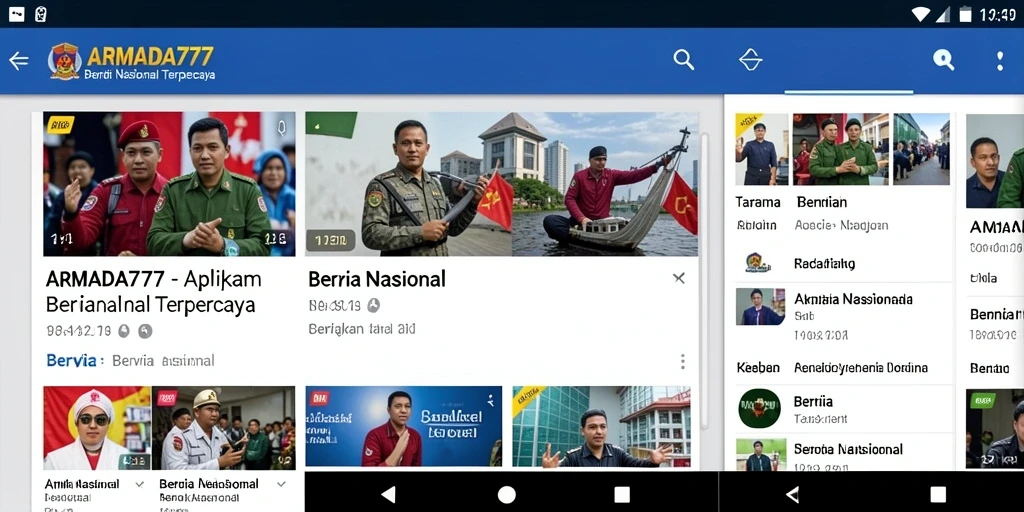 Tampilan antarmuka aplikasi ARMADA777 yang informatif dan intuitif.