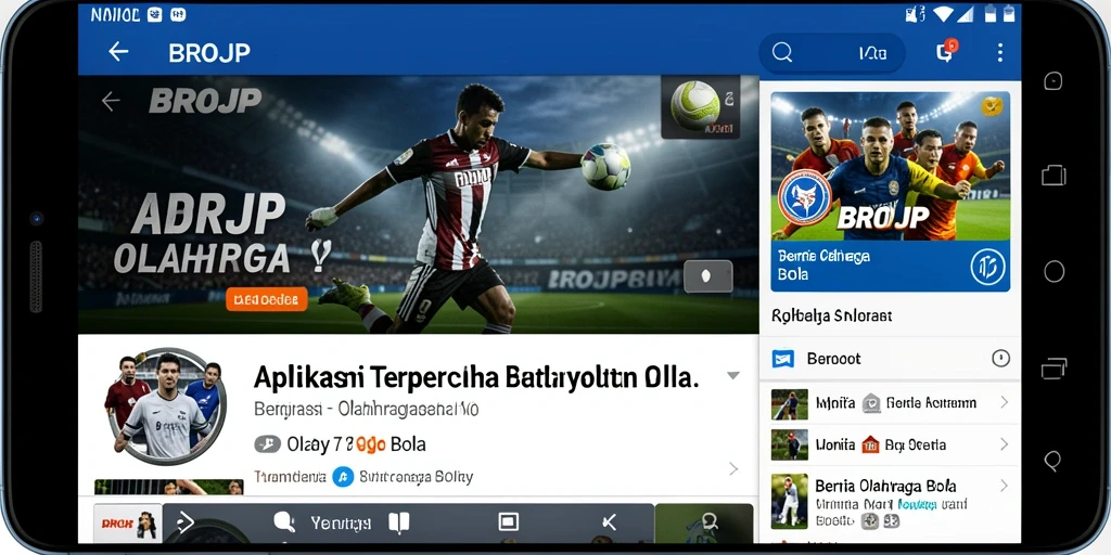 Antarmuka aplikasi Brojp yang menarik dan informatif di dunia olahraga bola.