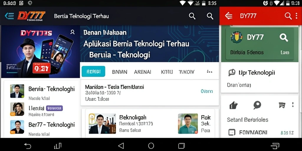 Tampilan antarmuka pengguna aplikasi DY777 yang modern dan responsif.
