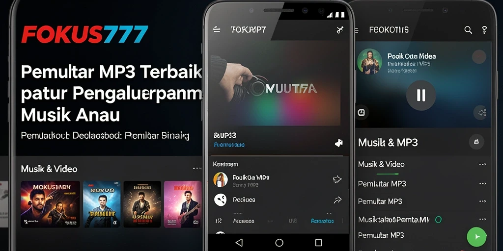 Antarmuka FOKUS777 yang intuitif untuk pemutar MP3.