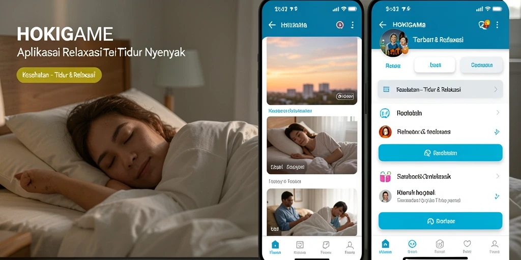 Antarmuka aplikasi HOKIGAME yang menenangkan untuk relaksasi sebelum tidur.