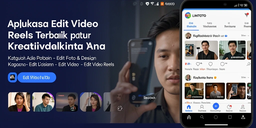 Antarmuka aplikasi LINITOTO saat melakukan edit video reels.