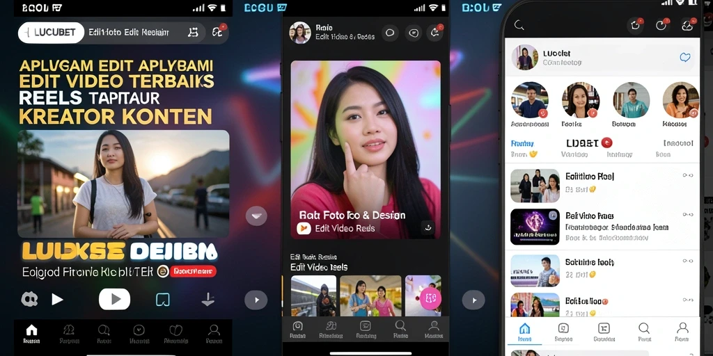Antarmuka aplikasi LUCUBET untuk Edit Video Reels yang modern dan intuitif.
